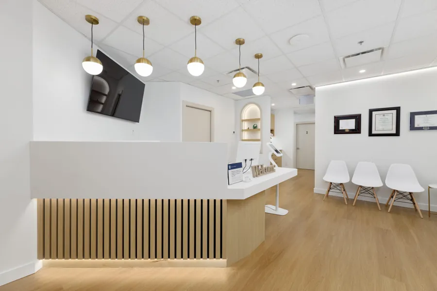 Reception and waiting area at Harvard Place Medical Clinic