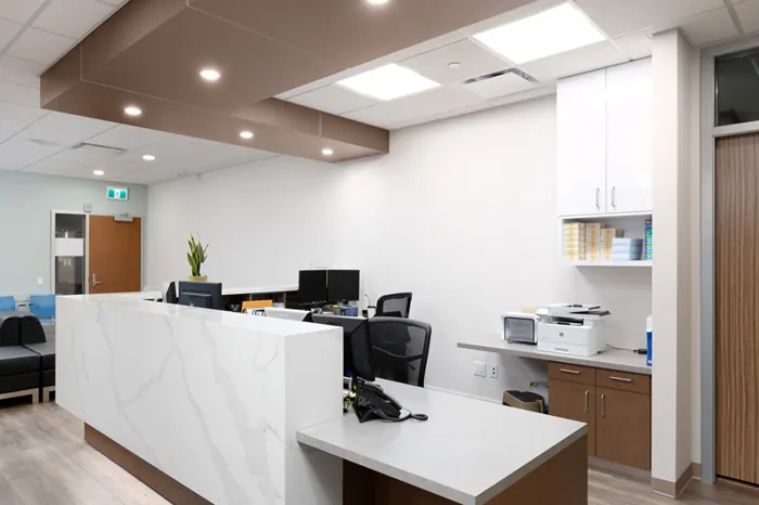 Reception desk at CC2 Medical Clinic