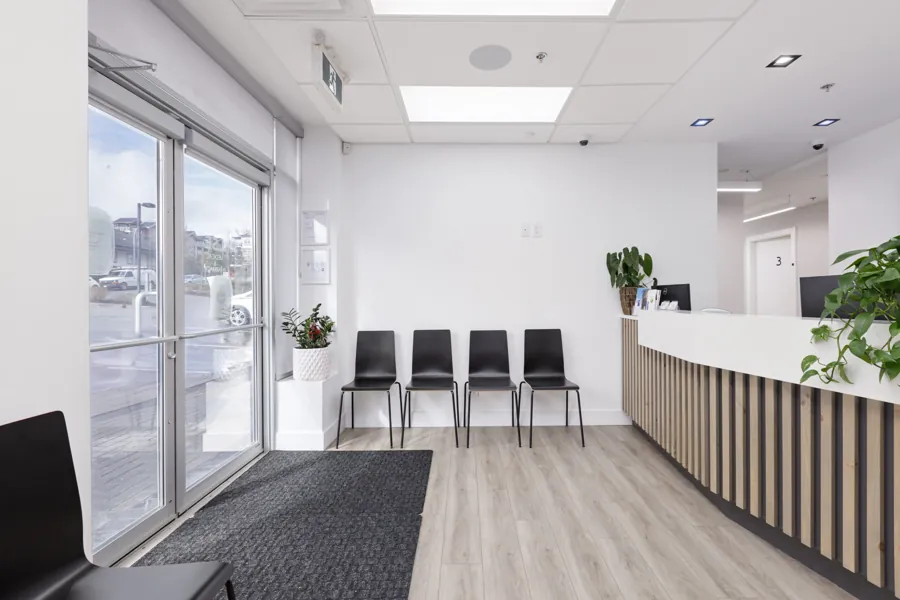 Reception and waiting area at Pulse Medical Clinic, Surrey