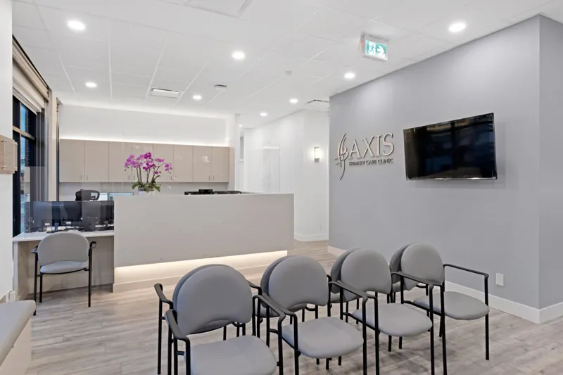 Reception and waiting room at Axis Primary Care